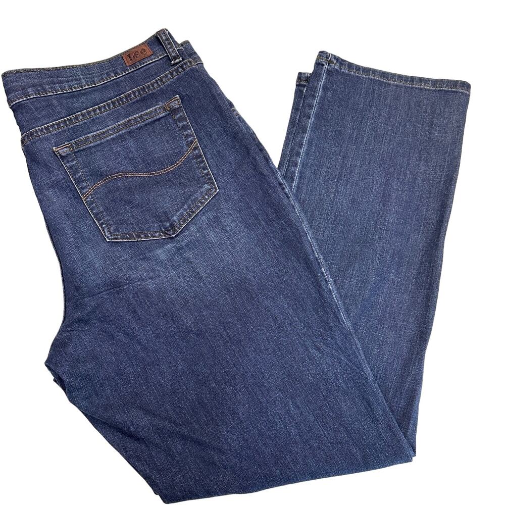 LEE Relaxed Fit Straight Leg Plus Size 18 (39x31) Blue Jeans Stretch High-Rise ^